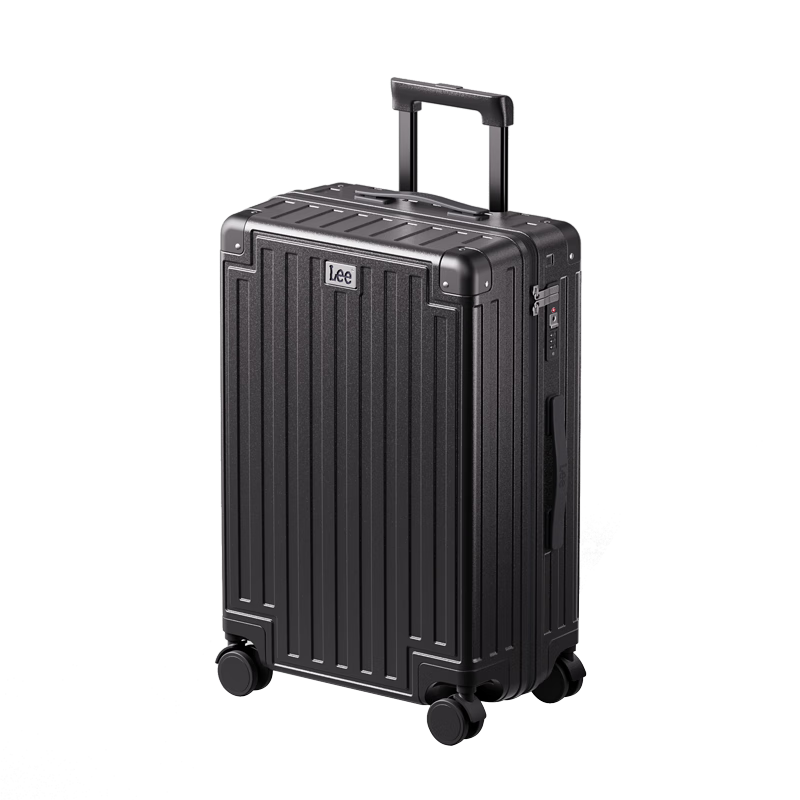 Lee High-Quality Suitcase with Cup Holder, Multifunctional Luggage, Travel Case, Student Password Lock Suitcase, Obsidian Black, 20 Inches