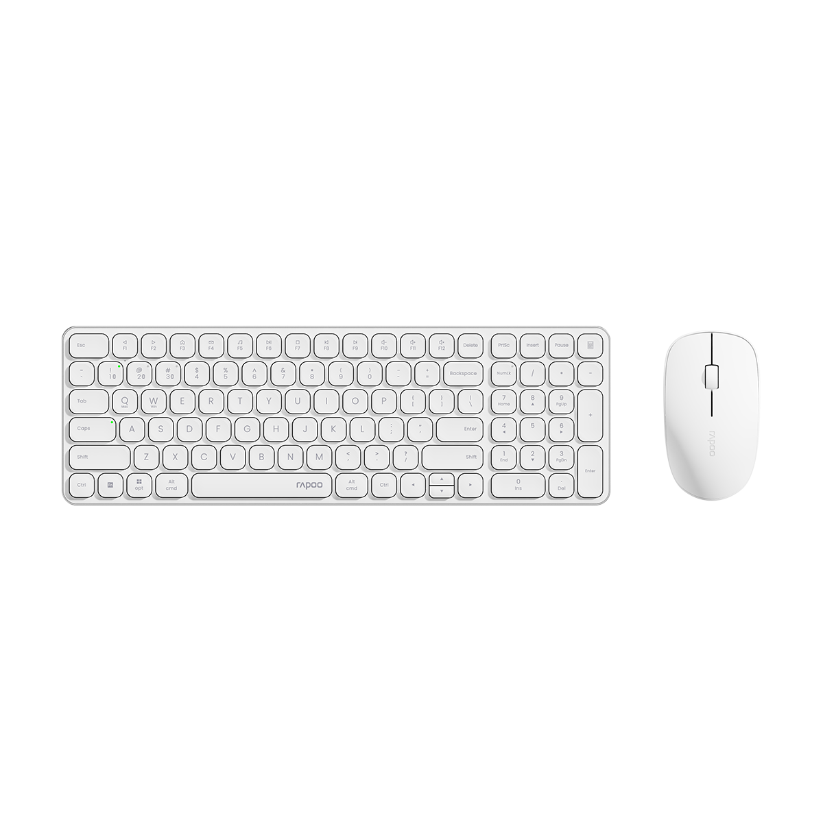Rapoo 9300S, 99-Key Wireless/Bluetooth Multi-Mode Keyboard And Mouse Set, Ultra-Thin Compact Portable Wireless Keyboard, Supports Windows/Mac Dual System, White