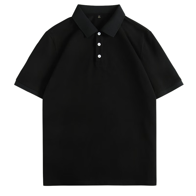 GENIOLAMODE Men's Summer Simple Loose Casual Breathable Pique Cotton Polo Shirt Black XL
