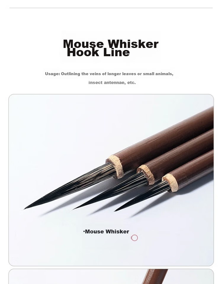 Yushuihu 3-Piece Set of Fine Brush Calligraphy Wolf Hair Brushes for Chinese Painting, Art-Specific Flower Branches And Outline Brushes, White-Style Drawing Brushes, Mouse Whisker And Wolf Sheep Hook Line Brushes with Fine Tips, Floral And Bird Painting Brush Set 12