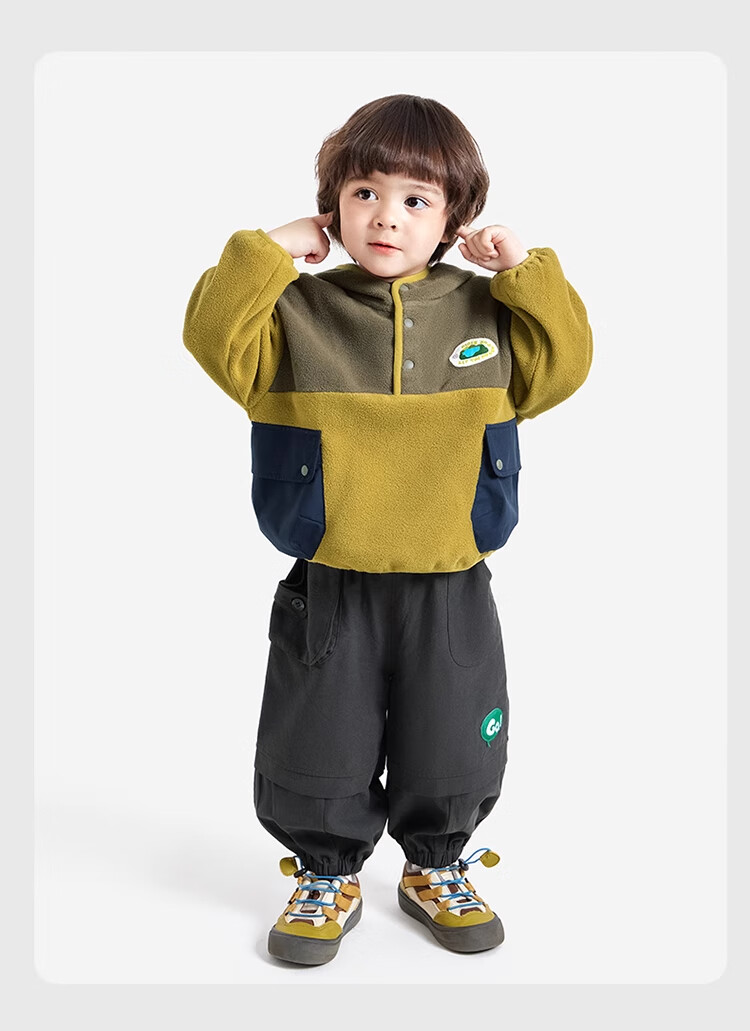 Ciciibear [Fleece-Lined] Boys' Hooded Sweatshirt, Children's Spring And Autumn Warm Jacket, Baby Casual Stylish 2024 New Style 6