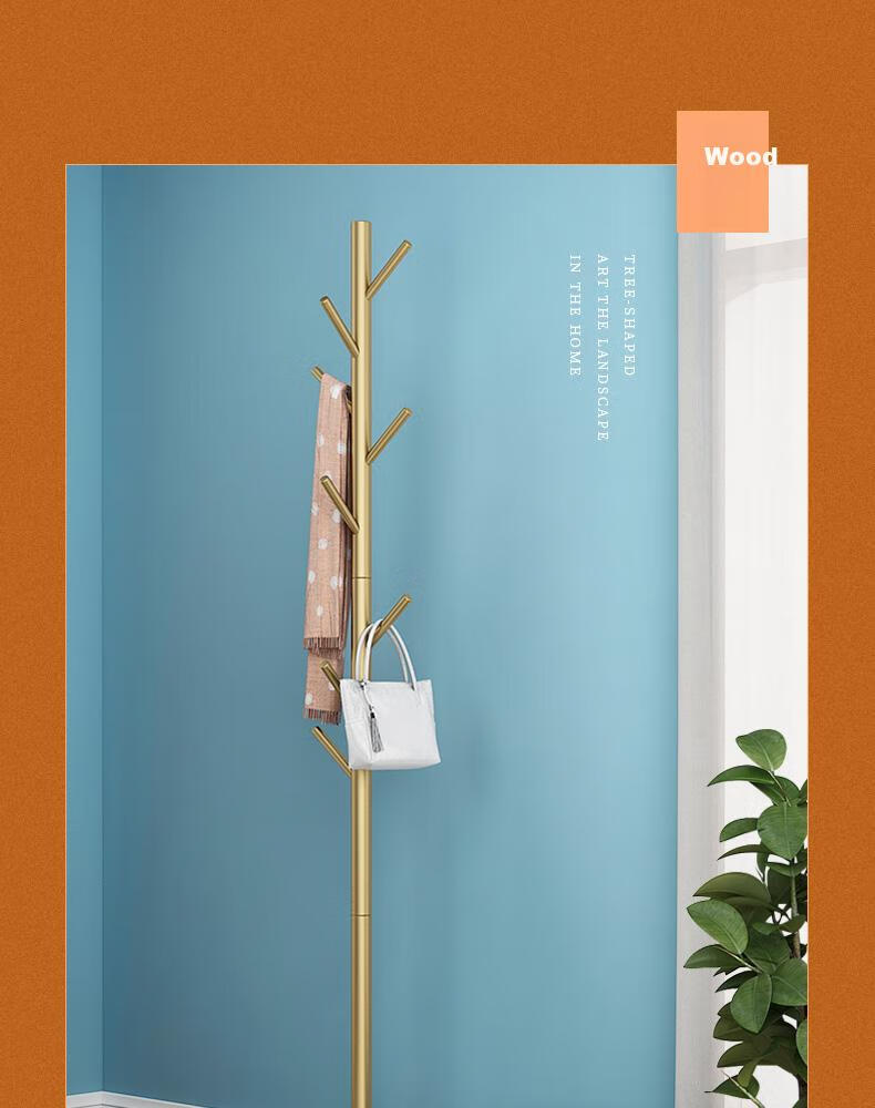 Jialiren Coat Rack, Floor-Standing Clothes Hanger, Luxury Marble Tray, Bedroom Living Room Corner Standing Hook Coat Rod, Bag Hanger 1