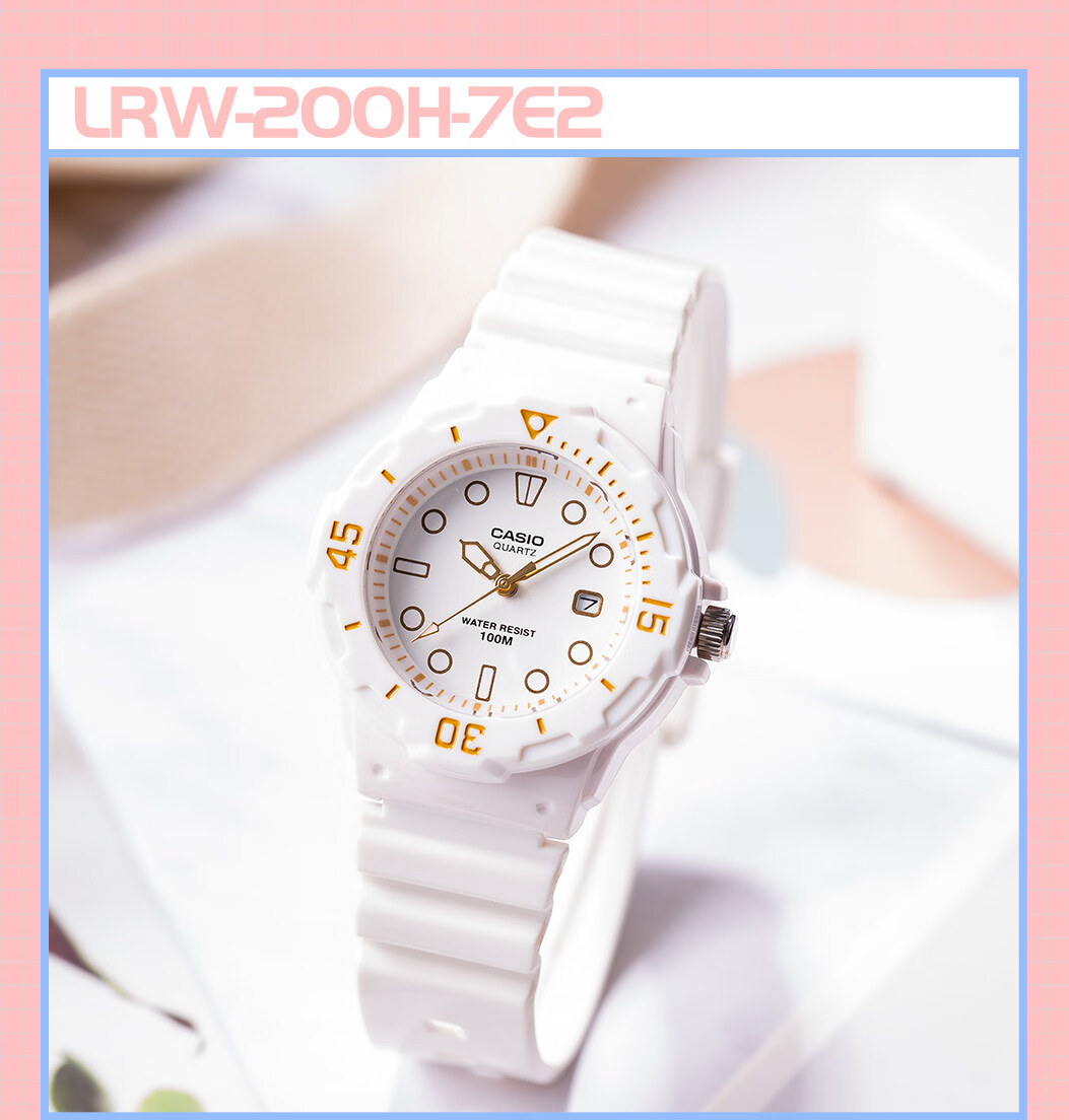 Casio Watch for Women Students, Exams, Children's Analog Watch, Luminous, Sports, Waterproof, Quartz Watch for Men And Women LRW-200H 16