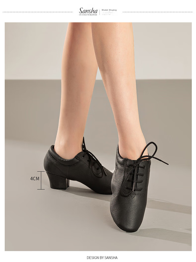 Sansha Ballroom Dance Soft-Soled Indoor Dance Shoes Latin Dance Shoes for Adult Women, National Standard, Black, Size 39 4