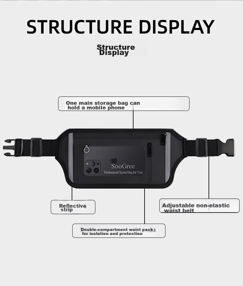 SooGree Sports Running Phone Waist Pack for Men And Women, Outdoor Cycling Hiking Lightweight Storage Waterproof Marathon Gear Bag 7