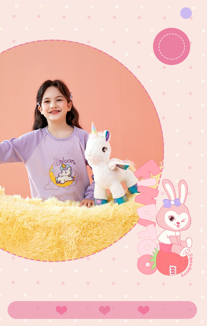 Fenteng Children's Pajamas, Girls' Pink Daisy Rabbit IP Early Spring Pure Cotton Raglan Sleeve Sleepwear for Older Childre 14
