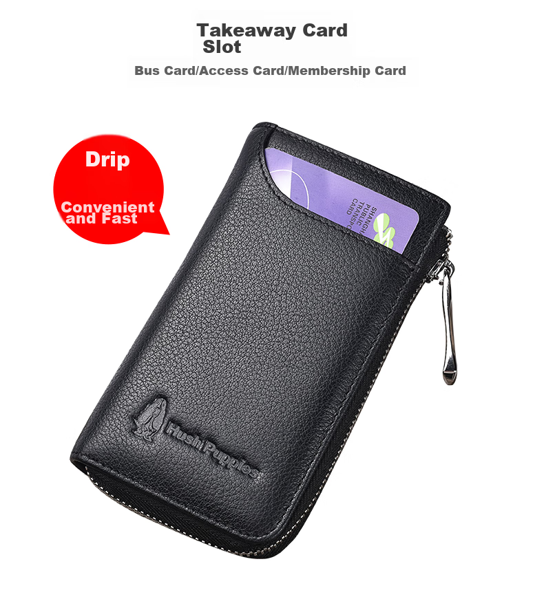 Hush Puppies Key Case, Men's External Card Slot, Portable Key Ring, Multifunctional Storage Bag, Gift Box Packaging, Birthday Present 5