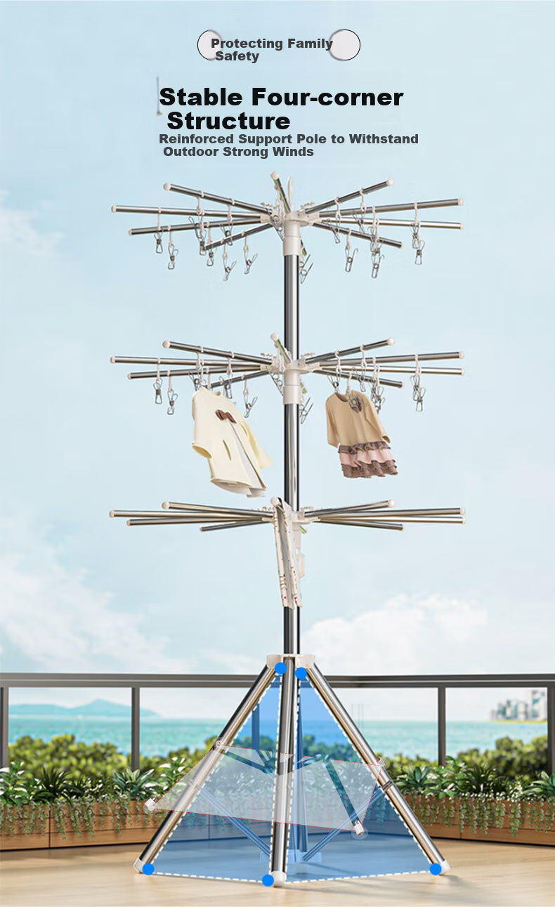 Baoyouni Baby Clothes Drying Rack, Floor-Standing, Stainless Steel, Multifunctional, Foldable, Towel Rack, Diaper And Drool Cloth Hanger 5