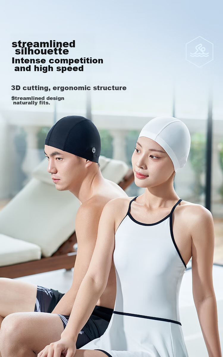 JD Original Swimming Cap for Men And Women, Comfortable Fabric Swim Cap with Ear Protection, Non-Binding, Hair-Friendly Design, Black 4