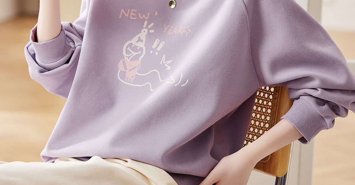 PinCai Relaxed Fit Sweatshirt for Women, Solid Color Round Neck Simple Loose Sweatshirt, Fashionable Casual Versatile Top P143W1031 11