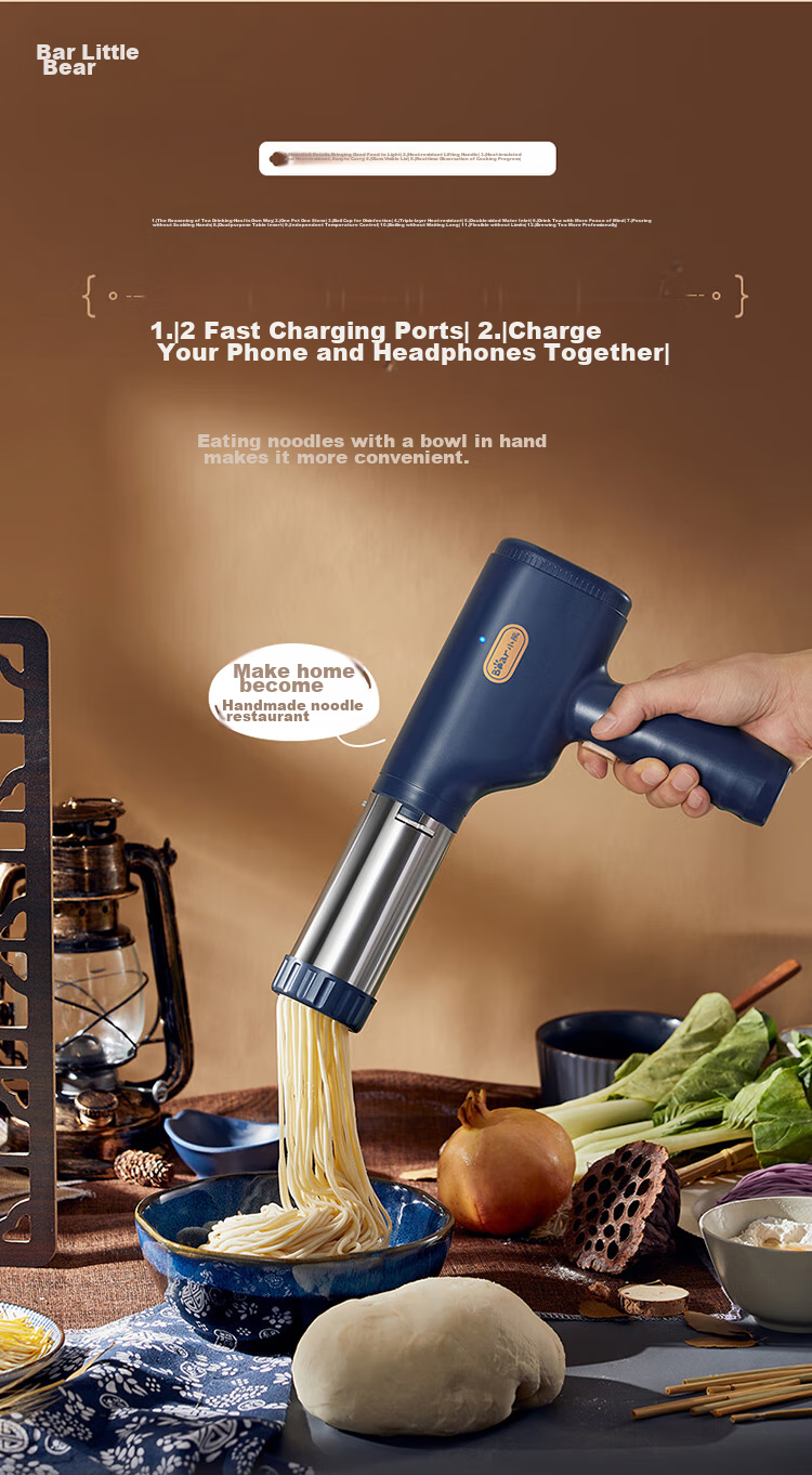 Bear Noodle Maker for Home Use, Handheld And Countertop Pasta Machine, Compact Electric Automatic Stainless Steel Noodle Press YMJ-K40G1 with 8 Noodle Mold Types 3