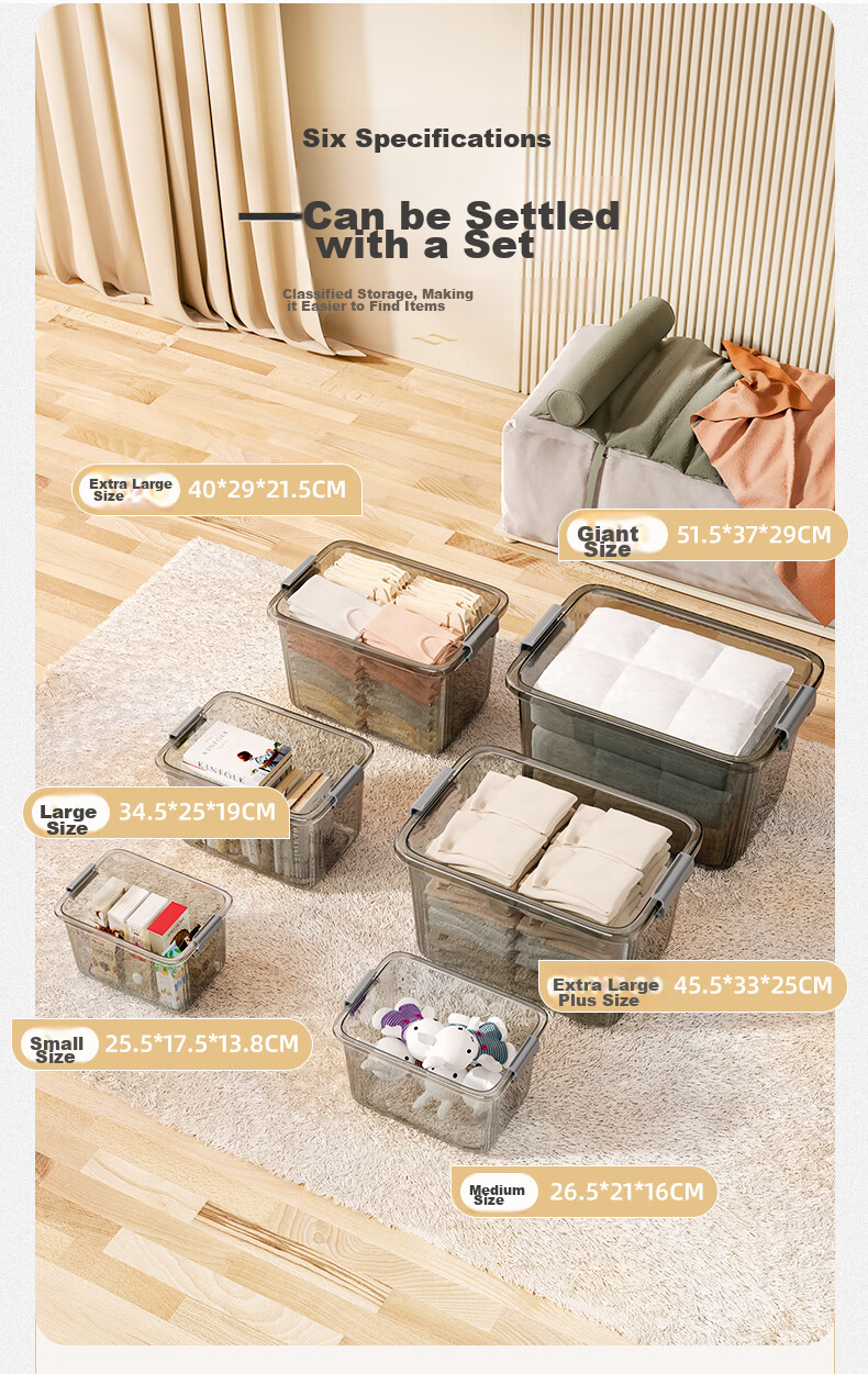 Jiadu Transparent Storage Box for Home And Car Use, Large Plastic Container for Clothes And Toys, Organizer Basket 3