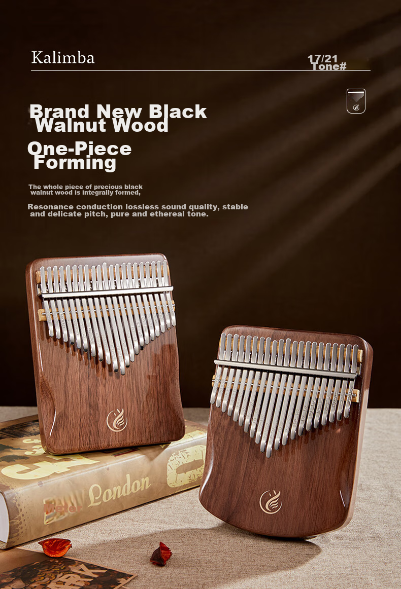 Asasi Kalimba Thumb Piano, 21 Keys, Rosewood, Portable Finger Piano for School Students And Children, Birthday Musical Instrument Gift 1