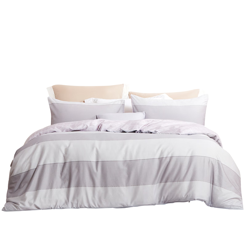 FUANNA Pure Cotton Bedding Set of Three Pieces, All-Cotton Bed Sheet And Duvet Cover for Single Student Dormitory, Yingsha, 152*210cm, Light Gray