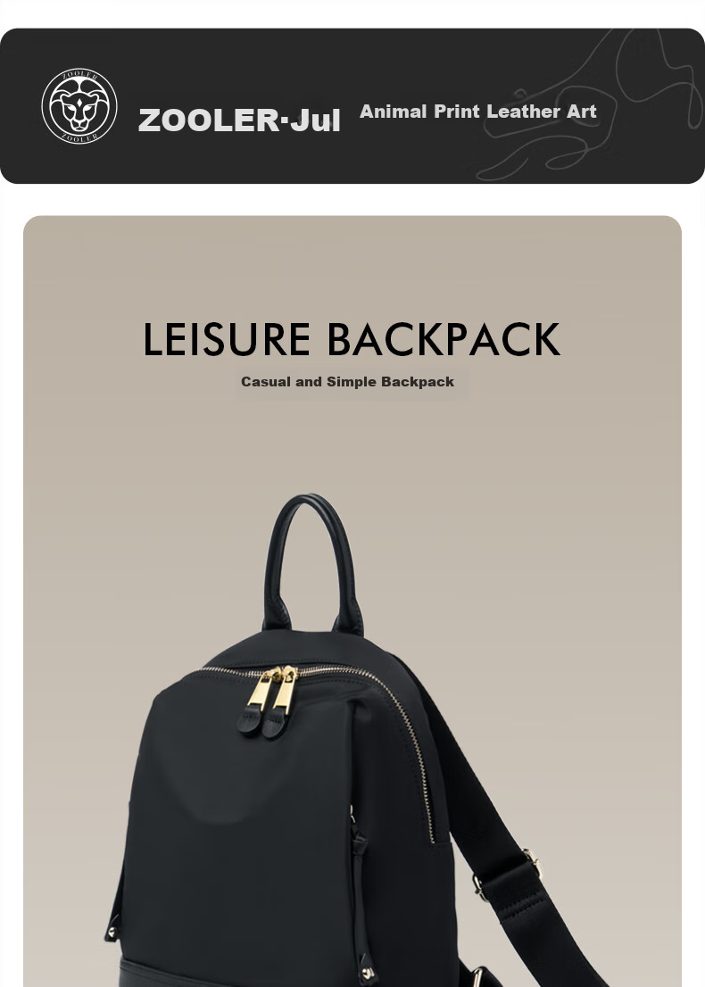 ZOOLER Retro Backpack for Women, Fashionable Large Capacity Backpack, Lightweight Oxford Cloth with Leather Trim, Travel Backpack, Birthday Gift 1