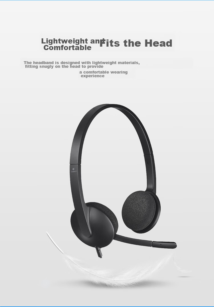 Logitech H340 Stereo USB Headset with Microphone, Office Study Video Conference Headphones for Computer And Laptop, Black, Single Pack 9