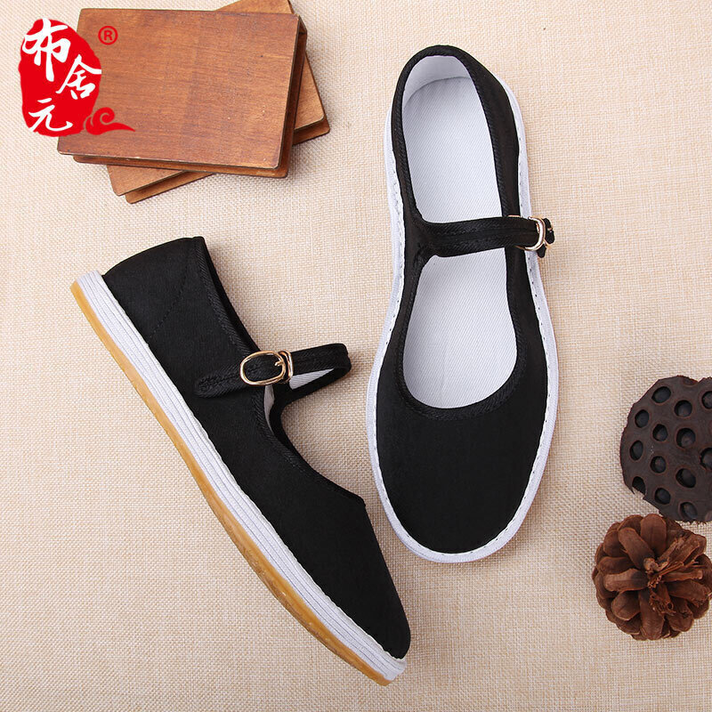 BUS HEYUAN Traditional Women's Hanfu with Breathable Buckle, Old Beijing Cloth Shoes, 91Y-1022A, Black Buckle, Size 36