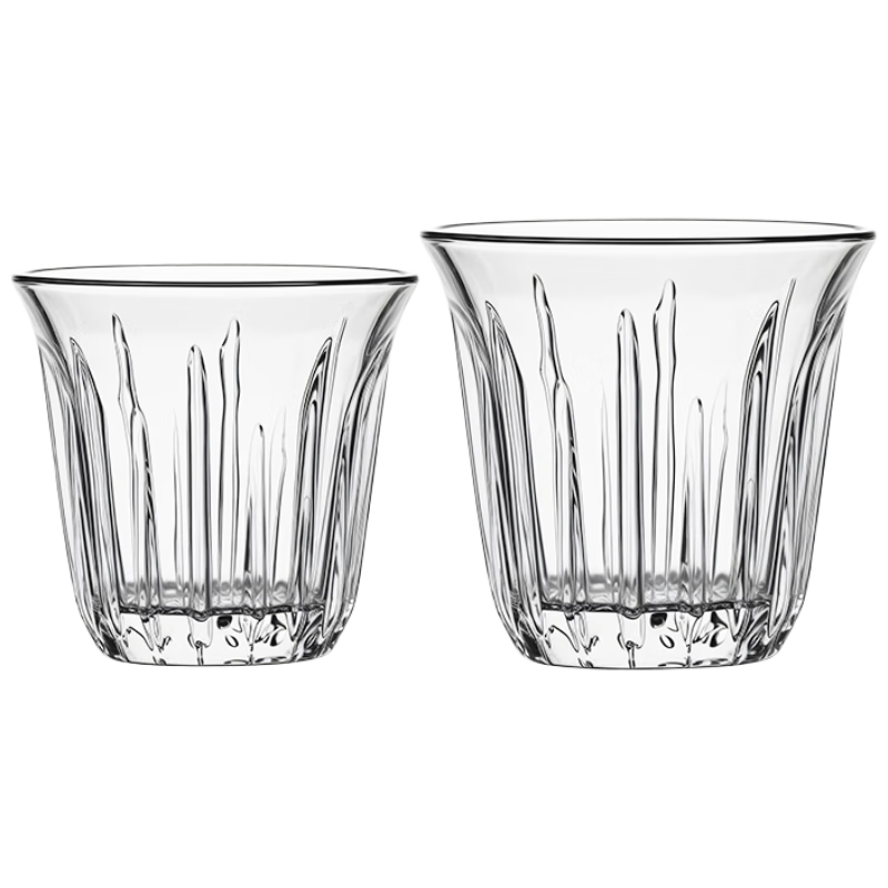 CLITON Glass Coffee Cups, Iced Americano Cups, Latte Cups, Italian Espresso Cups, Finnish Coffee Cups, Set of 2, 200ml Each