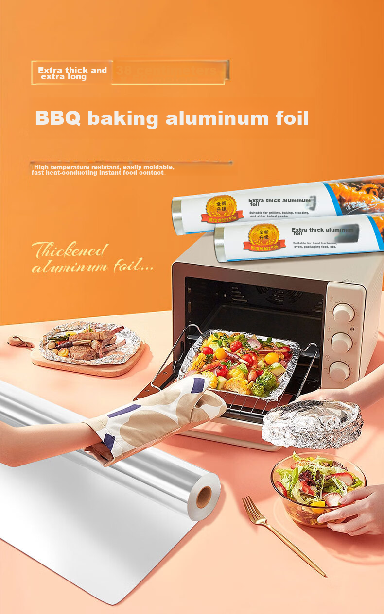 Temeiju Extra Thick Aluminum Foil Roll, 50m*38cm*18 Microns, for Air Fryer Paper, Oven Paper, Baking And Barbecue Use 1