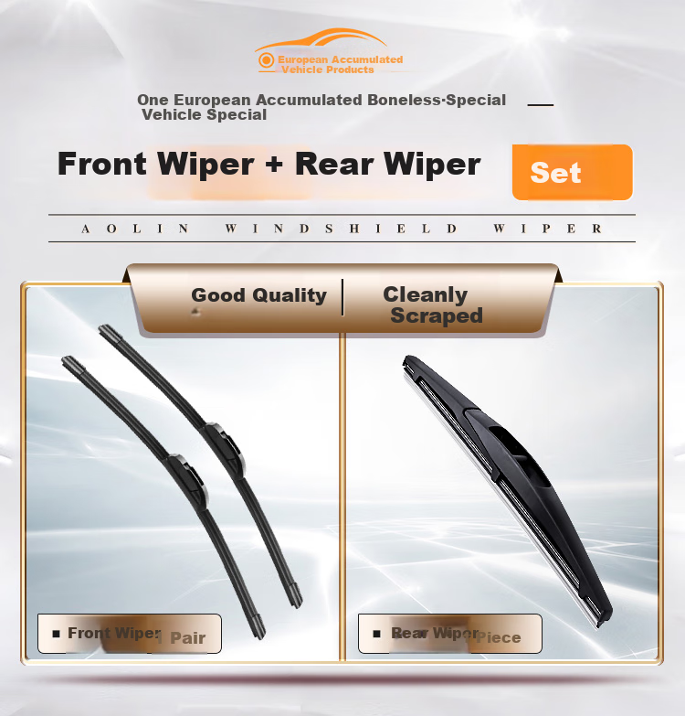Ouji Front And Rear Boneless Wiper Blade Set for 2011-2020 Honda Fit/Jingrui, Original Factory Size Windshield Wipers 1