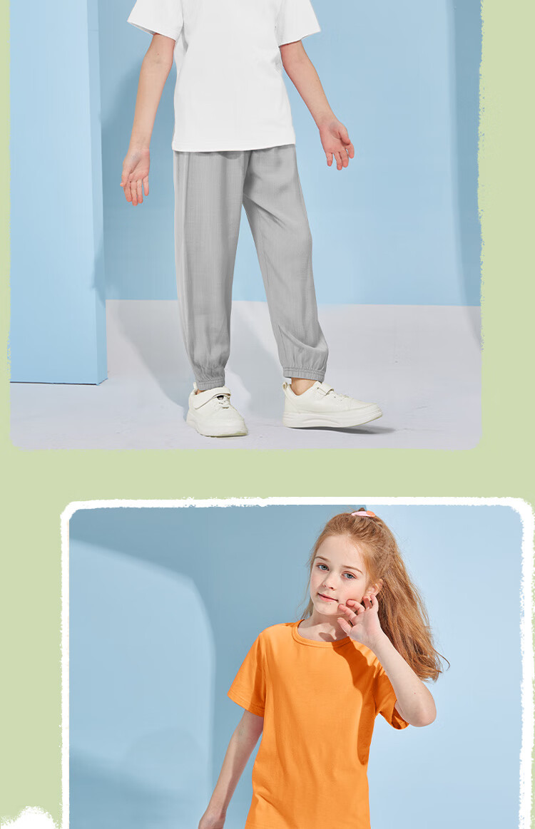 PEPCO Girls' Summer Set 2026 Cotton Stylish Round Neck Short Sleeve Top and Anti-Mosquito Pants Two-Piece Children's Summer Outfit 11