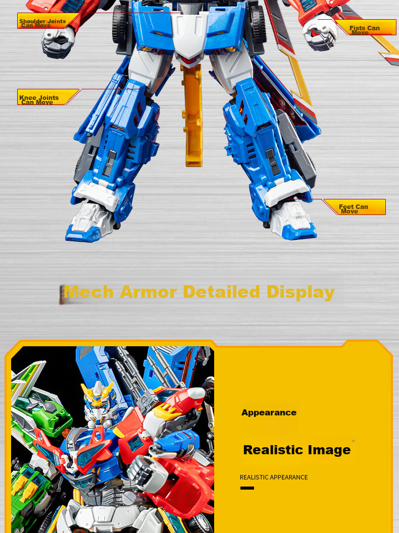 DISON Transforming Alliance 2 War God Optimus Prime Transforming Toy, Boys' Car, Five-In Robot, Birthday Gift for Children, New Year Present 7