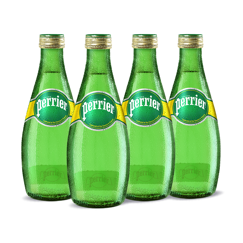 Perrier巴黎水 原装进口气泡水 0糖0卡原味天然矿泉水330ml*24瓶