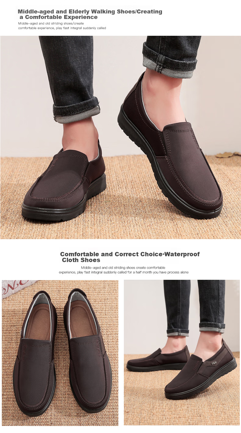 Ankang Old Beijing Cloth Shoes for Men, Breathable Waterproof Dad Shoes, Soft-Soled AK33623 for Middle-Aged And Elderly, Coffee Color, Size 47 17