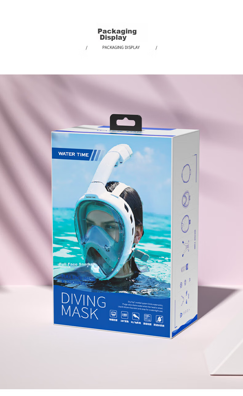 WATERTIME / Shuichuan Snorkeling Mask, Snorkeling Equipment Three-Piece Set, Diving Mask, Underwater Respirator, Soft Mist Purple, S 8