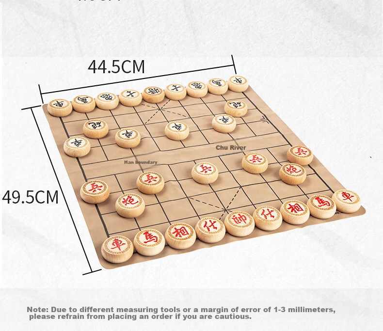 Miaoji Chinese Chess Set Large Size No.60 Beech Wood Chinese Chess Pieces Leather Chessboard Camping MJ8653 4