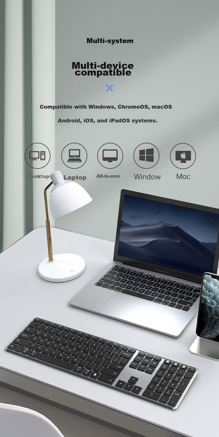 AUSDOM KAM200 Keyboard And Mouse Set, 110 Keys, Quiet, Ultra-Thin, Portable, 2.4G Wireless Keyboard And Mouse Combo, Dual-Mode Scissor Foot, Compatible with Desktop Computers And Laptops, White 5