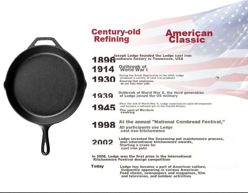 LODGE [Imported from USA], 26CM Flat Bottom Cast Iron Pan, Deer Pattern Commemorative Edition L8SKWLDR 4