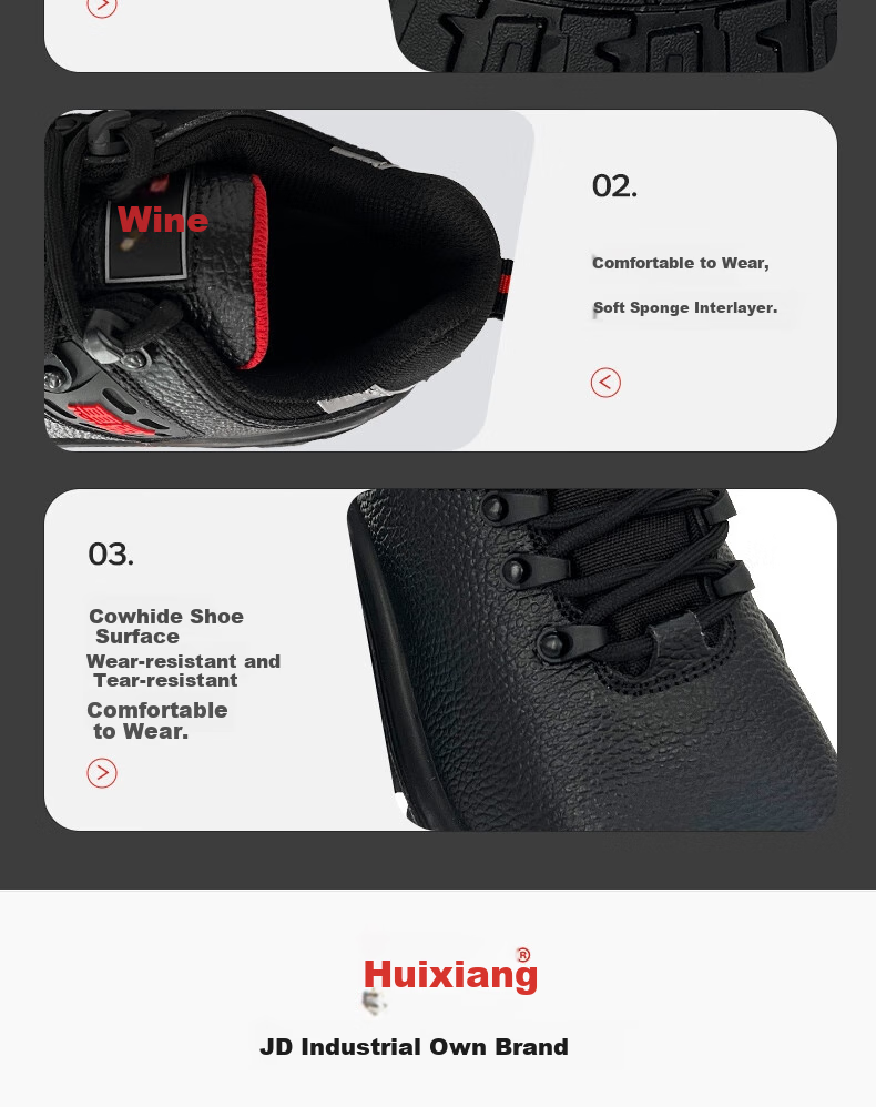 Huixiang JINGDONG Industrial Own Brand Safety Shoes, Low-Top Cowhide Multifunctional Safety Shoes, ESD Anti-Static Anti-Smashing Anti-Puncture 130201 Size 38, CE Certified by EU 7