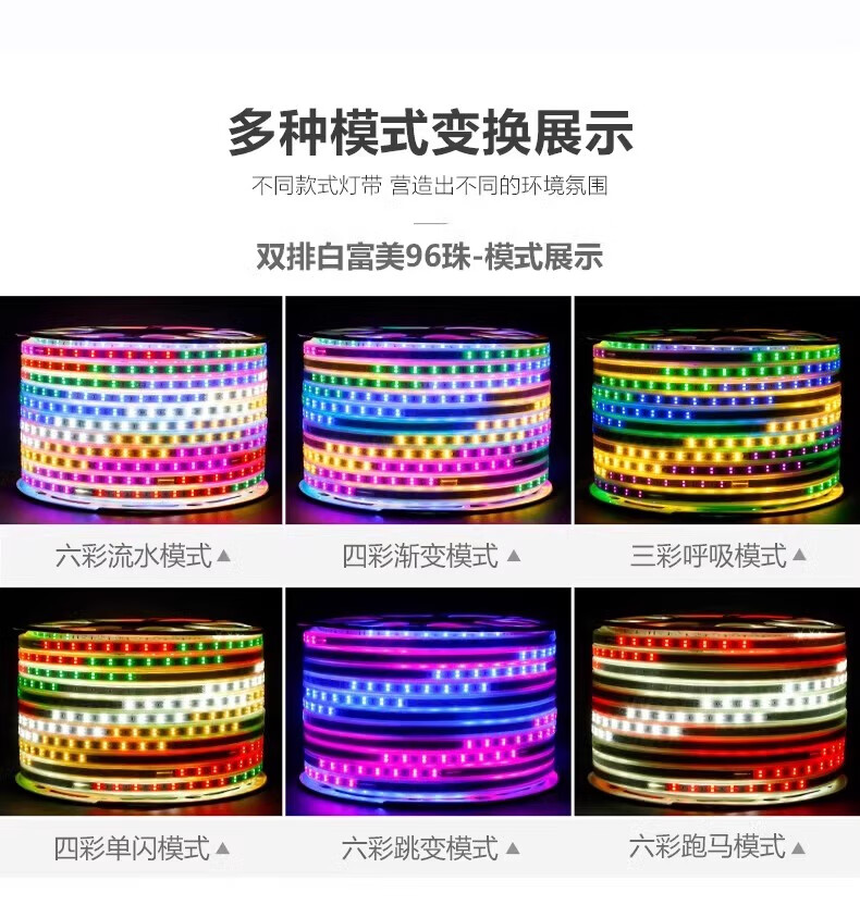 Fanyao LED Light Strip, Outdoor Waterproof Ultra-Bright, Neon Festival Atmosphere Light Strip, 220V Flashing, 144 Beads/meter - 100 Meters 8