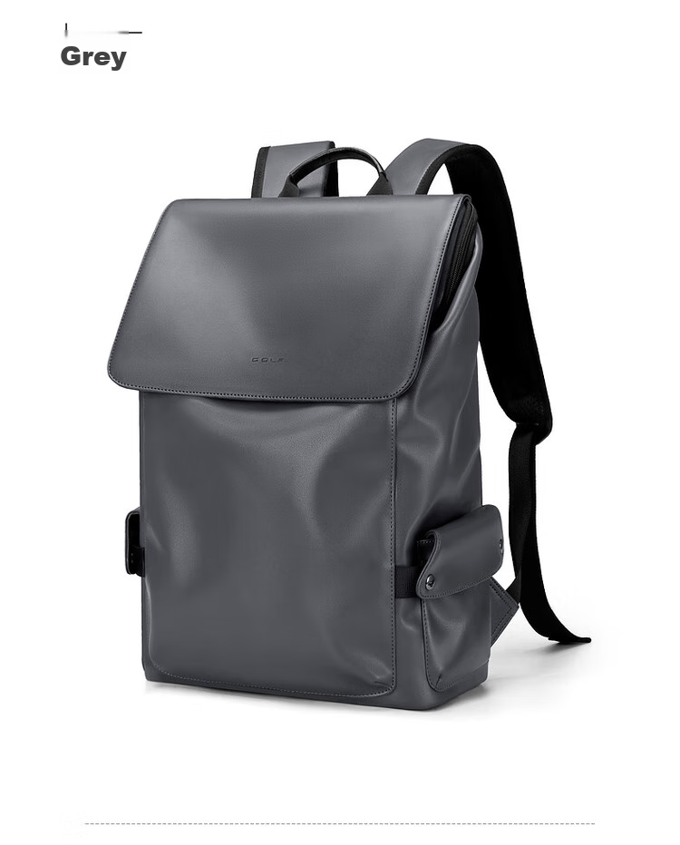 GOLF Backpack for Men, Casual Soft Leather Backpack, Laptop Bag for Students, Flip-Top Travel Outdoor Business Sports Backpack 25