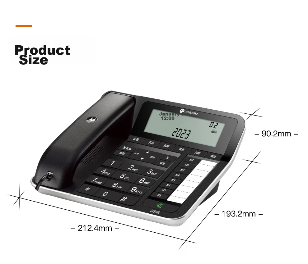 Motorola Light Luxury Landline Telephone, 4.2-Inch Large Screen, 5-Meter Long-Distance Hands-Free, Piano Lacquer Finish, for Office And Home Use, CT360C (White) 13