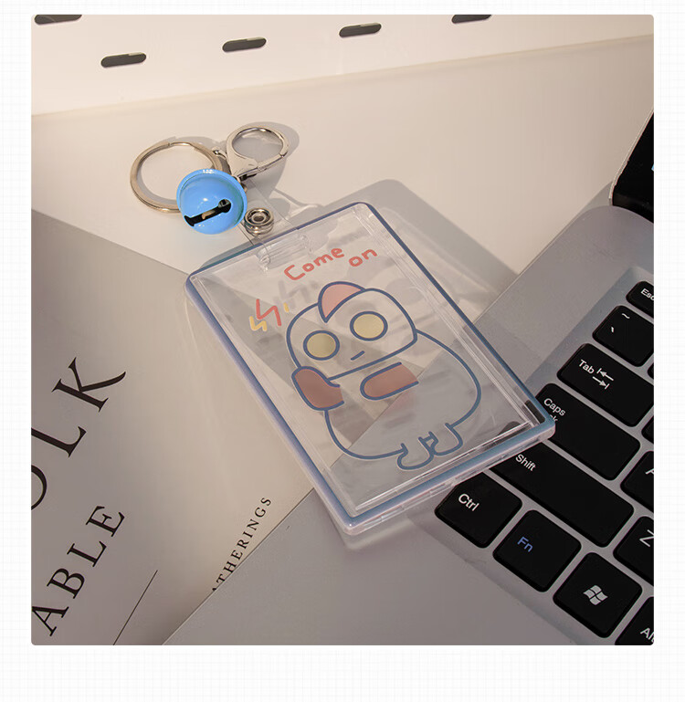 TIANSE Acrylic Card Holder, Transparent Ins Style Cute ID Holder, Student Campus Card, Bus Pass Card Protector, Keychain, TS-2109 White 11