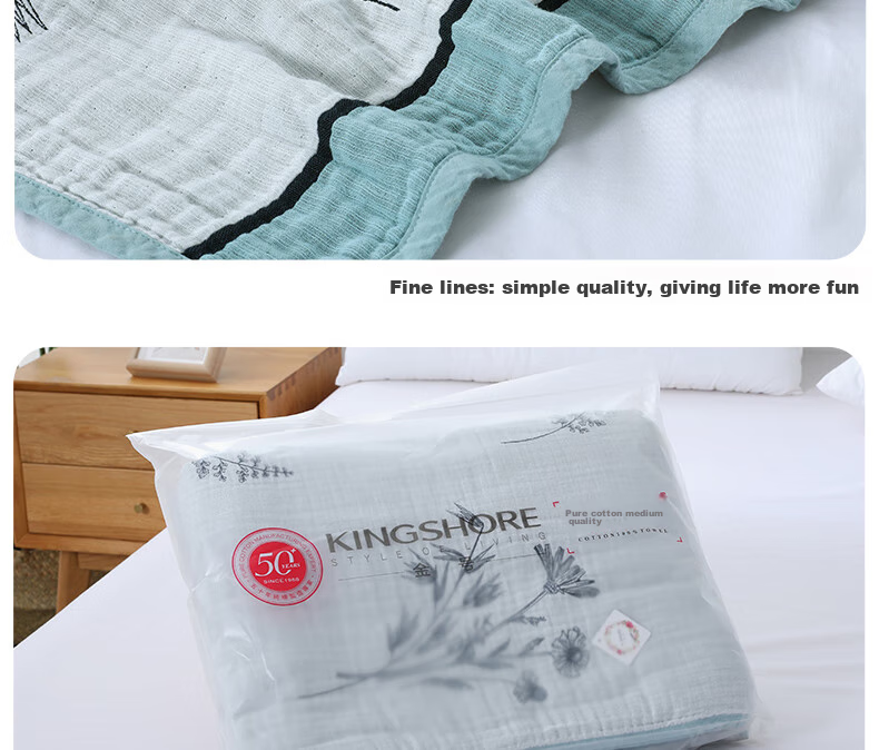KING SHORE Class A Pure Cotton Three-Layer Undyed Gauze Towel Blanket, Washable Air Conditioning Quilt, Multifunctional Nap Blanket, One Piece 15