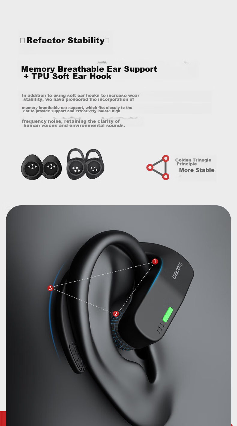 Dacom OpenBuds [Apple MFI Certified] Open-Style Bluetooth Earphones for Sports And Running, Non-In Wireless Ear-Hook Air-Bone Conduction Concept, Compatible with Huawei And Xiaomi 6