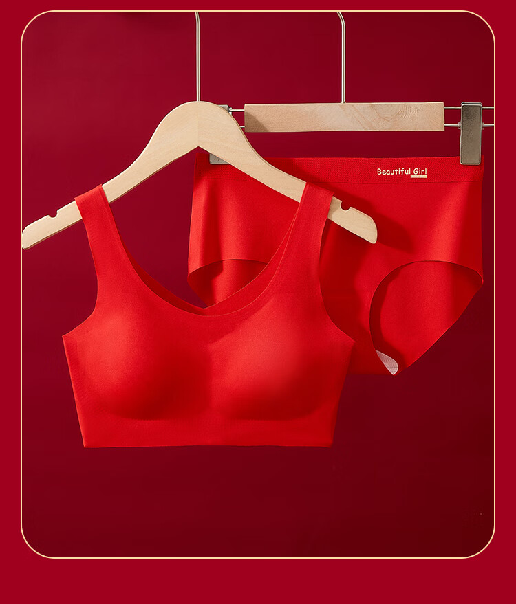 LangSha Girls' Red Underwear Set Children's Panties Student New Year Developmental Year of the Horse Lucky Lingerie Bra Set 2