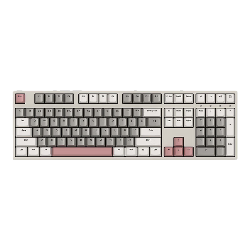 Ikbc W210 Wireless Mechanical Keyboard, 108 Keys, Gaming And Office Use, Good Typing Feel, Cherry Keyboard, Time Gray with Red Switches, Wireless