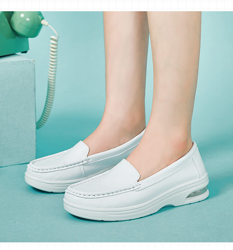 Warrior Casual Shoes for Women, Solid Color Nurse Shoes, Versatile White Sneakers, Women's Flat Shoes WLY(JS)-0024 White 37 12