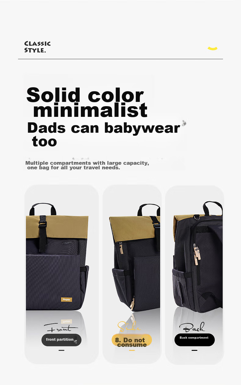 Xiaoyaxiang Milk Dad Bag, Large Capacity Backpack, Baby Outdoor Multifunctional Fashionable Handheld Mom Bag 2