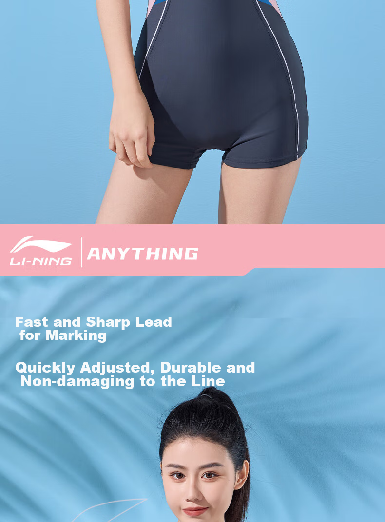 Li-Ning Women's Professional One-Piece Conservative Boyshort Swimsuit, Tummy-Covering Slimming Casual Training Hot Spring Swimwear, 473 Blue Purple 3XL 7