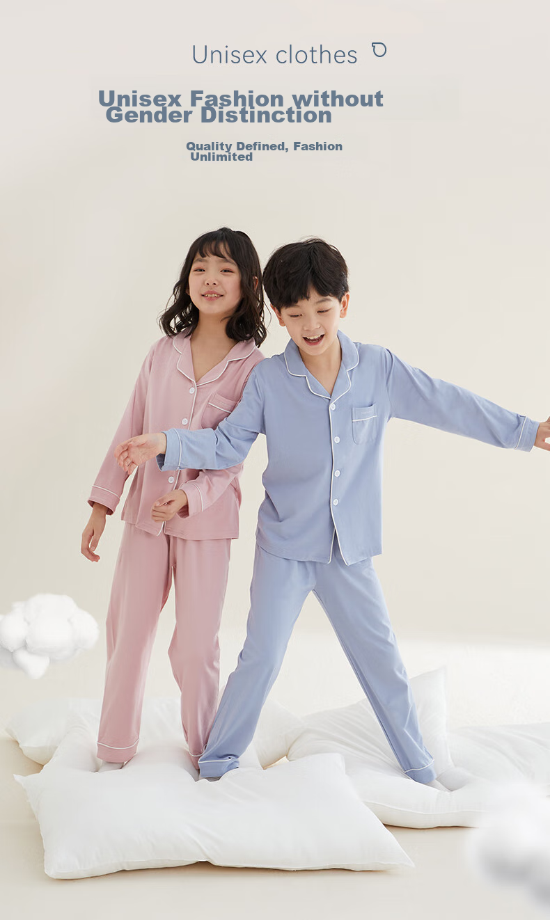 Hodo Children's Pajamas for Boys And Girls, Spring And Autumn Long-Sleeve Thin Modal Cotton Home Wear Set J3174, Shrimp Pink, Size 170 7
