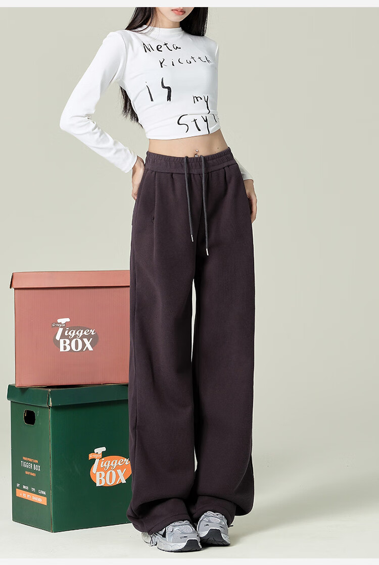 Yipintiancheng 2025 Autumn Straight-Leg Wide-Leg Casual Pants, Women's Knitted Sweatpants, High-End Loose-Fitting Slimming Joggers 8