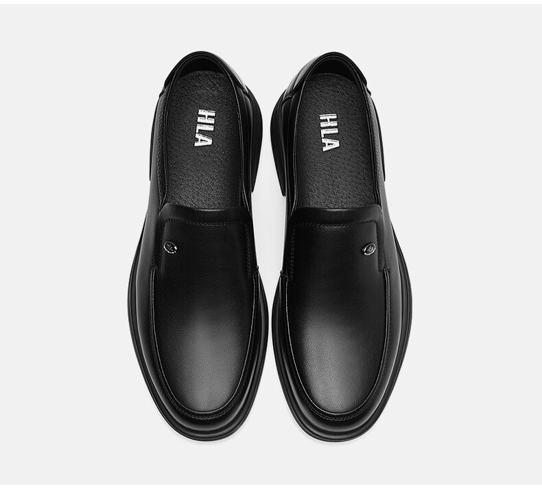 HLA Men's Leather Shoes, Business Casual Slip-On Shoes HAAPXM2FAL214, Black, Size 38 30