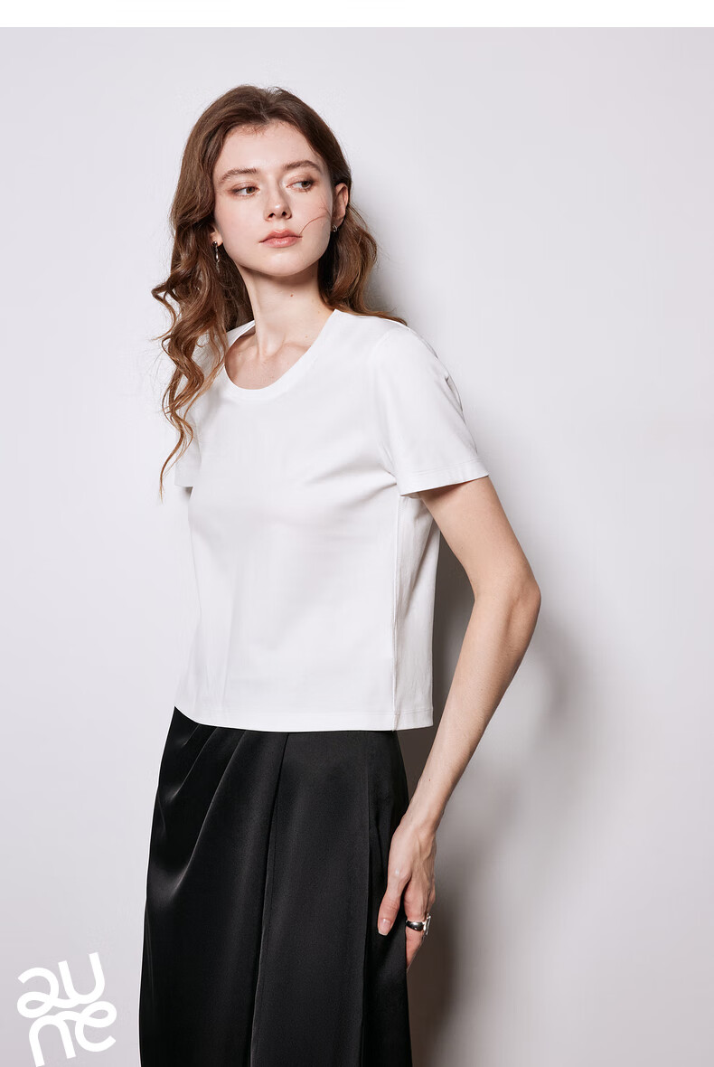 Chuyu Mulberry Silk T-Shirt for Women, 2025 New Style, Mandarin Collar Short Sleeve Simple Versatile Top, Ice Lake Blue, M 12