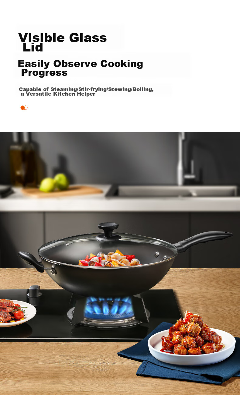SUPOR Wok Iron Pan Cast Iron Traditional Iron Pan for Home Use, Uncoated Stir-Fry Pan Compatible with Gas And Induction Stoves FC34E21 10