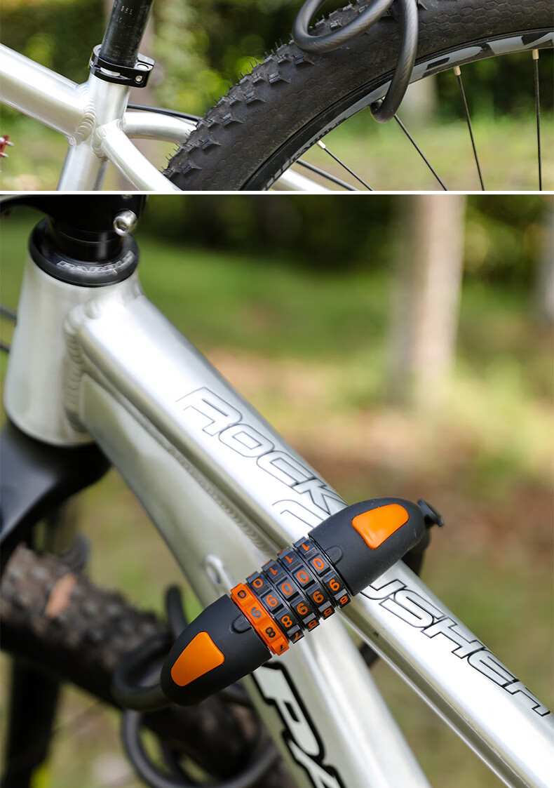 Forever Bicycle Lock Anti-theft 5-Digit Combination Lock Mountain Bike Motorcycle Electric Bike Black Orange 1.2m 11